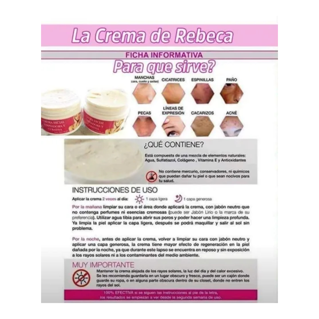 Crema De Rebeca Para Manchas De Sol Y Espinillas