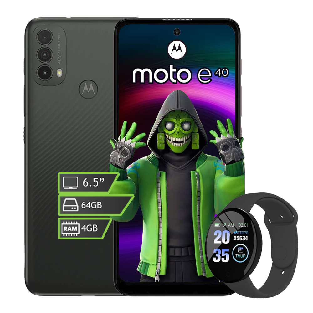 Celular Motorola Moto E40 Dual SIM 64 GB  4 GB Ram- Gris + Smart Watch
