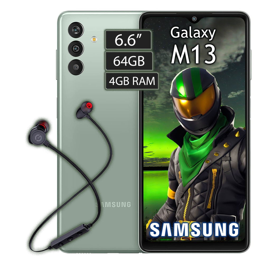 Celular Samsung Galaxy M13 Dual Sim Ram 4GB - 64GB - Verde + Audifonos Bluetooth