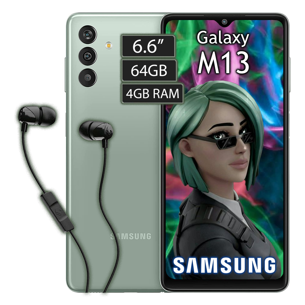 Celular Samsung Galaxy M13 Dual Sim Ram 4GB - 64GB - Verde + Audifonos