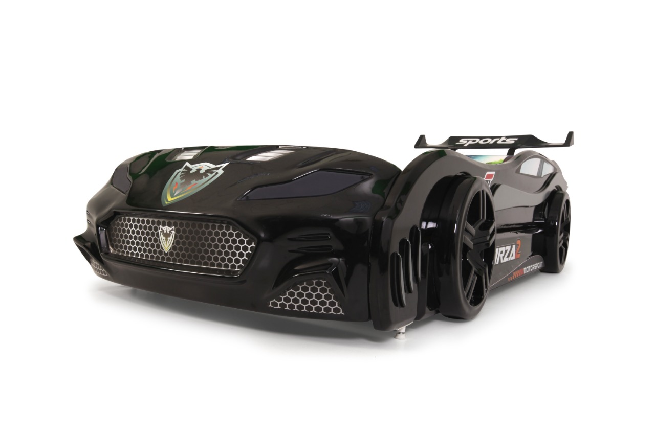 Cama infantil con forma de carro y colchon