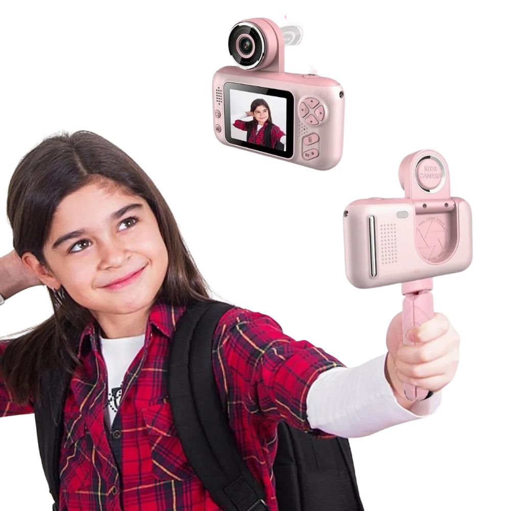 Cámara digital con lente giratorio 180 grados Gadgets&Fun tripie incluido para niños