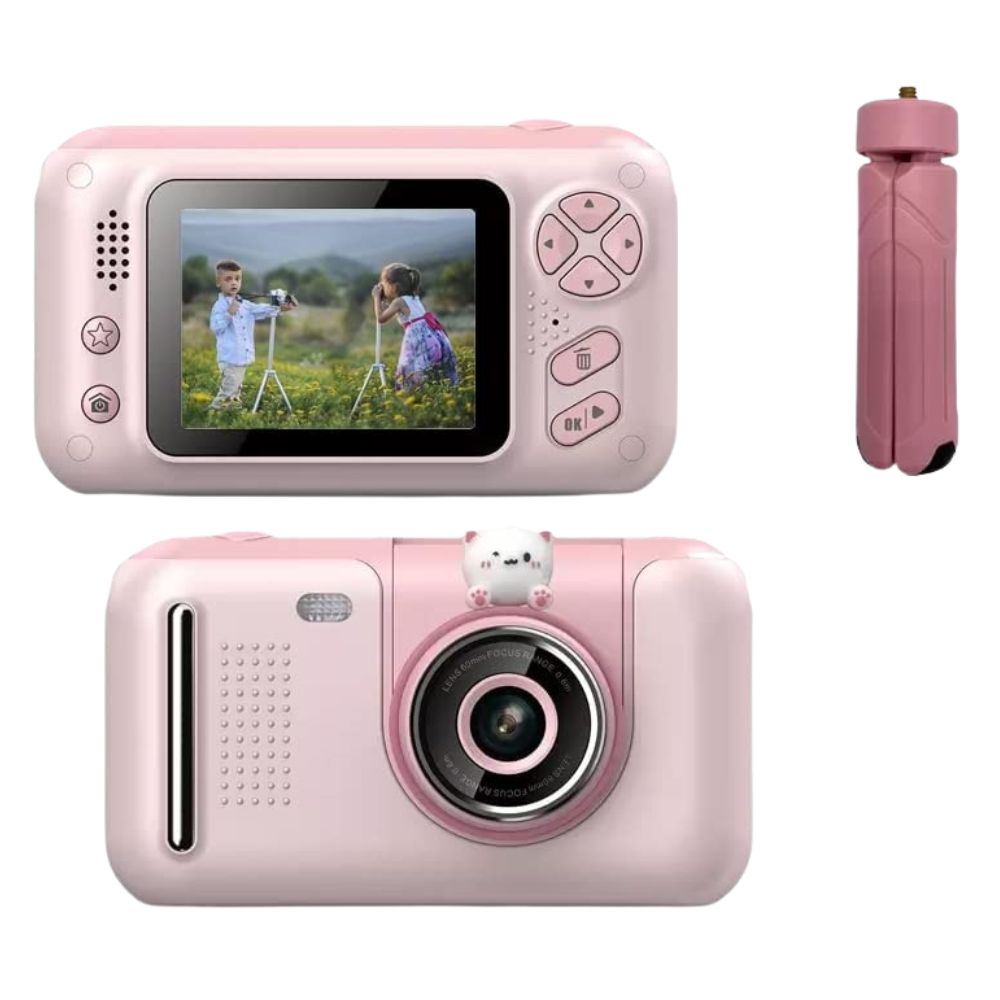Cámara digital con lente giratorio 180 grados Gadgets&Fun tripie incluido para niños