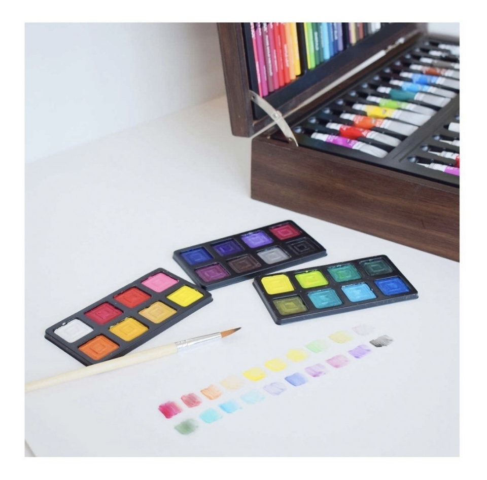 Art 101 Set de Arte con 132 piezas, Pinturas, Oleo, acuarelas, pastel