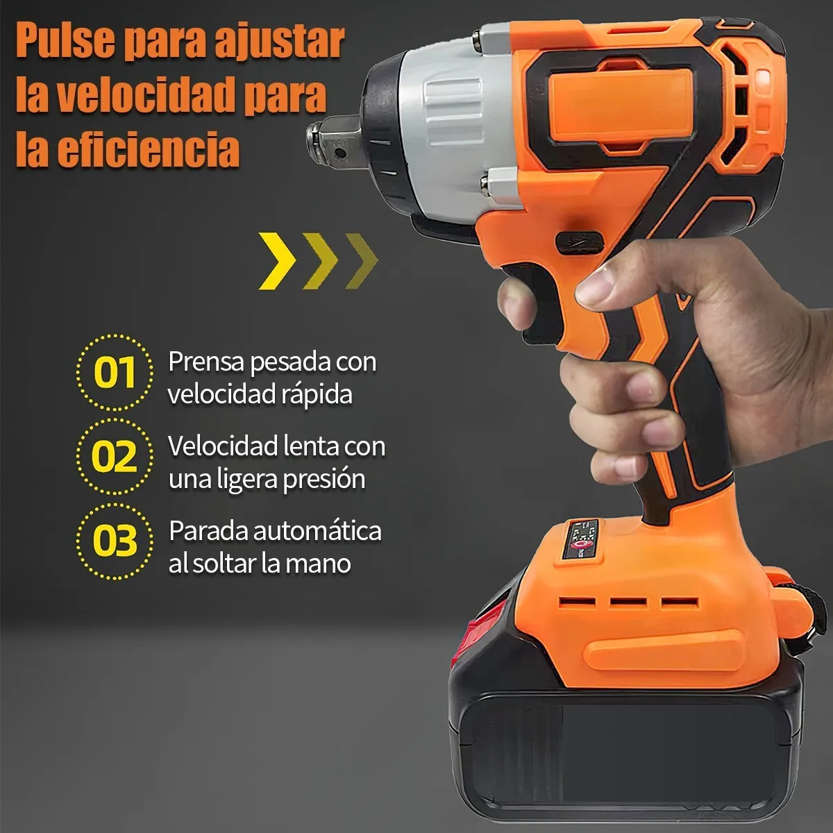 Llave De Impacto Inalámbrico Sin Escobillas Con 2 Baterías