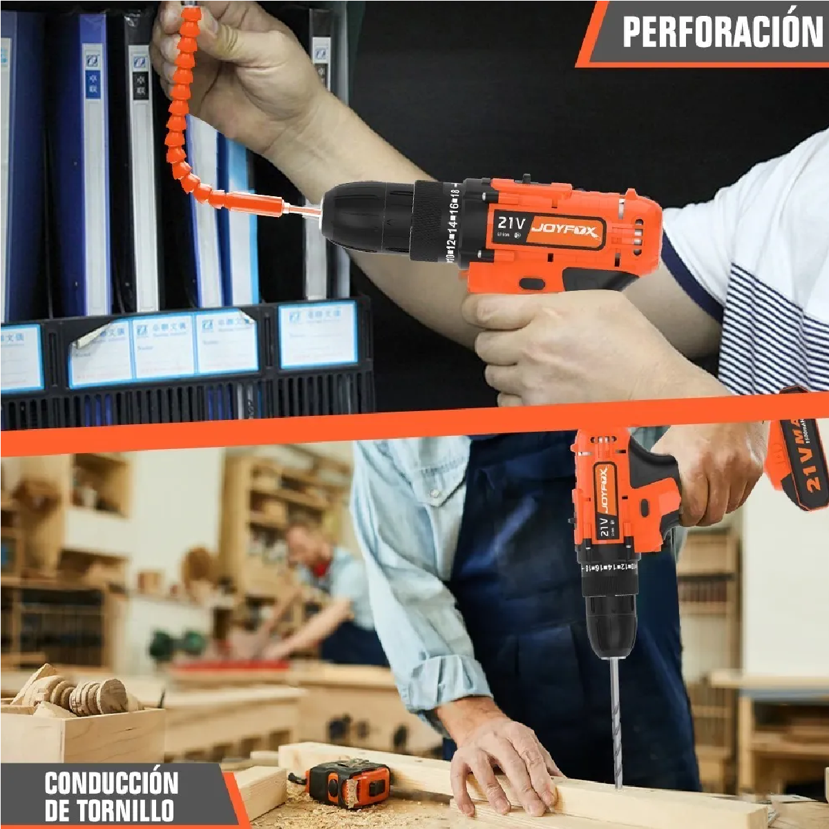 Kit Taladro Eléctrico Inalámbrico Atornillador 21v 