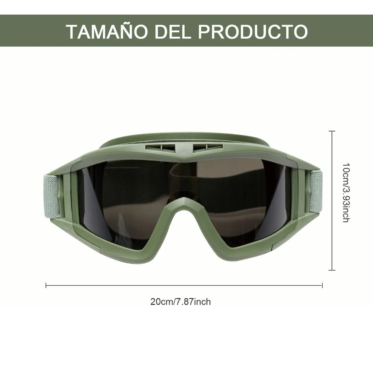 Gafas Tácticas Goggle Militares Con 5 lentes Verde Militar