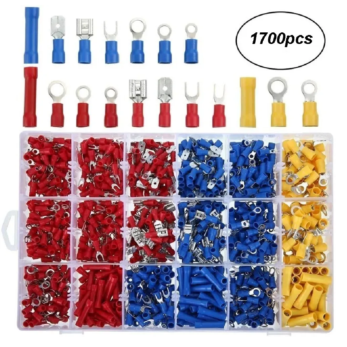 Set Terminales Conectores Crimpado Cable Alambre Eléctrico 1700 Pzas