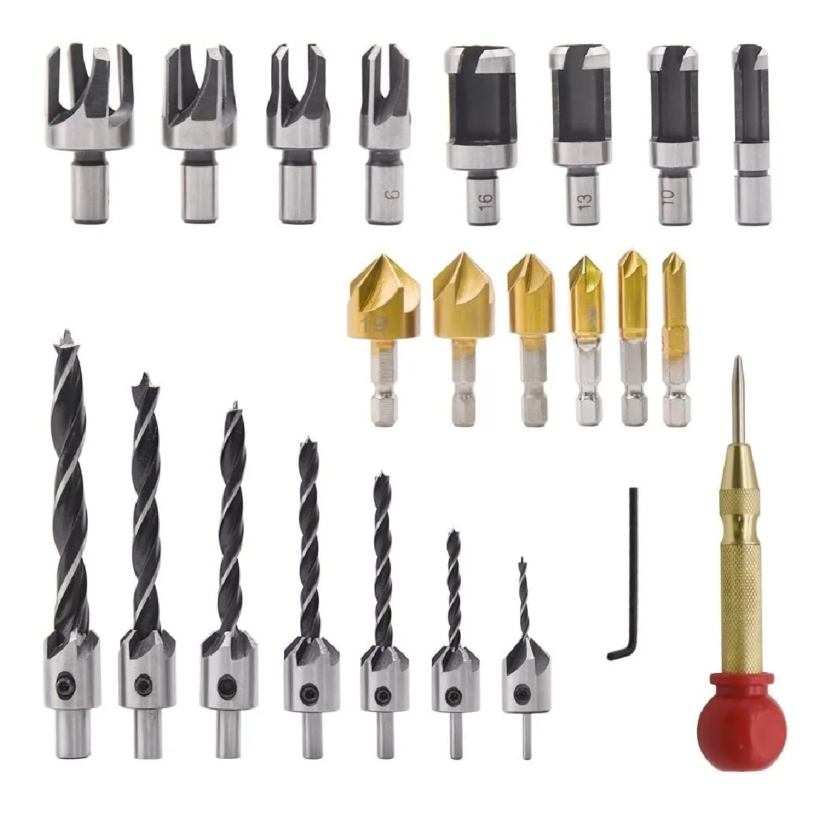 Set 23pcs Herramienta De Carpintería Avellanadora Brocas Madera