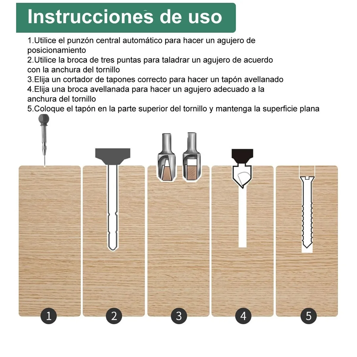 Set 23pcs Herramienta De Carpintería Avellanadora Brocas Madera