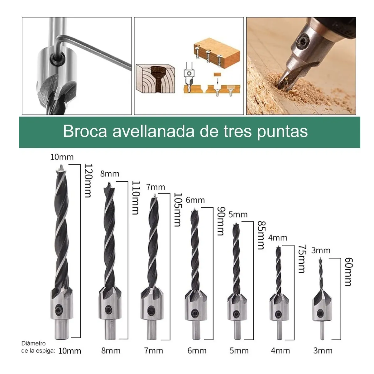 Set 23pcs Herramienta De Carpintería Avellanadora Brocas Madera