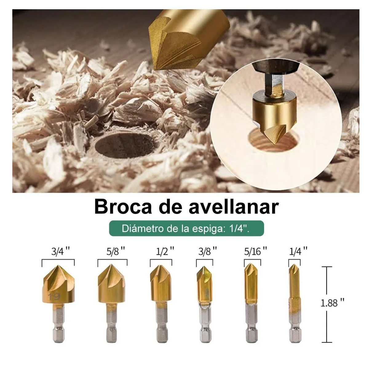 Set 23pcs Herramienta De Carpintería Avellanadora Brocas Madera