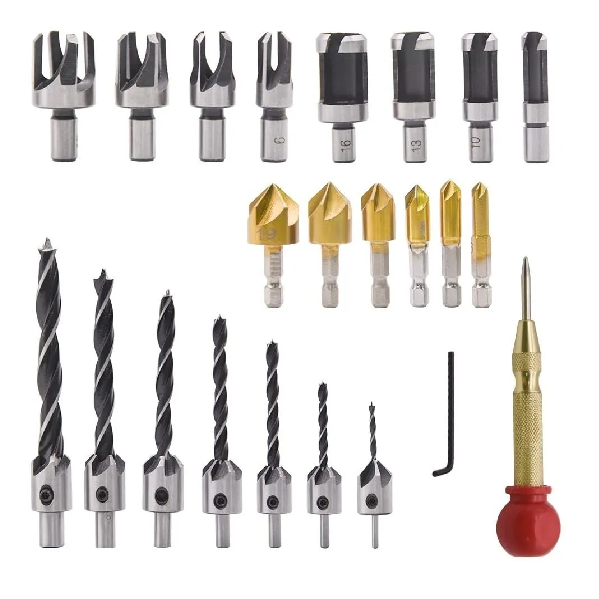 Kit Brocas Madera Avellanadora Herramienta De Carpintería 23 Pzas