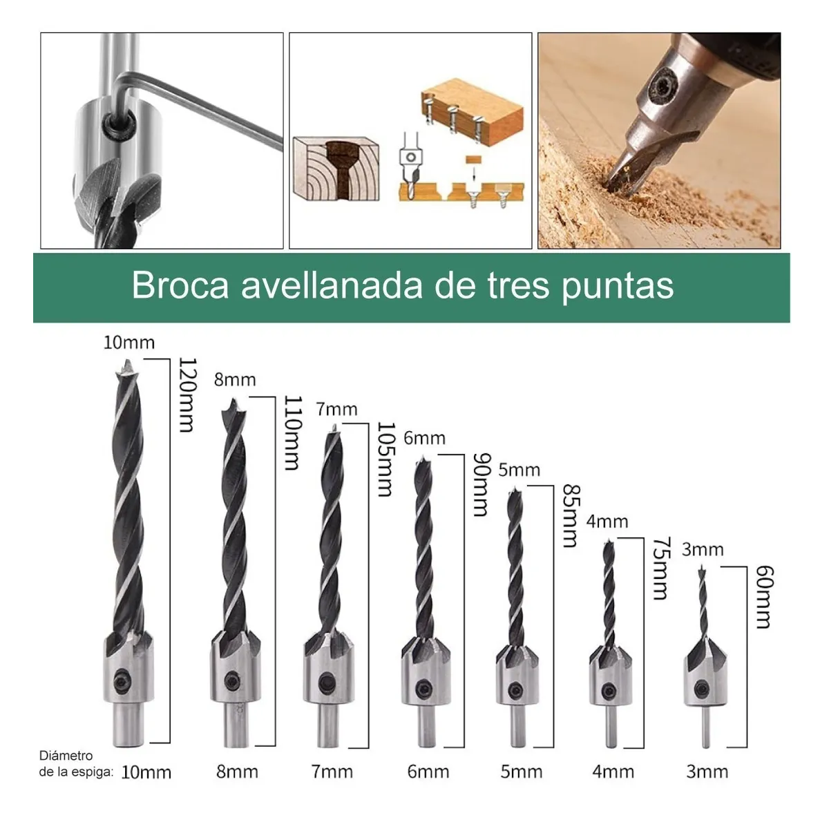 Kit Brocas Madera Avellanadora Herramienta De Carpintería 23 Pzas