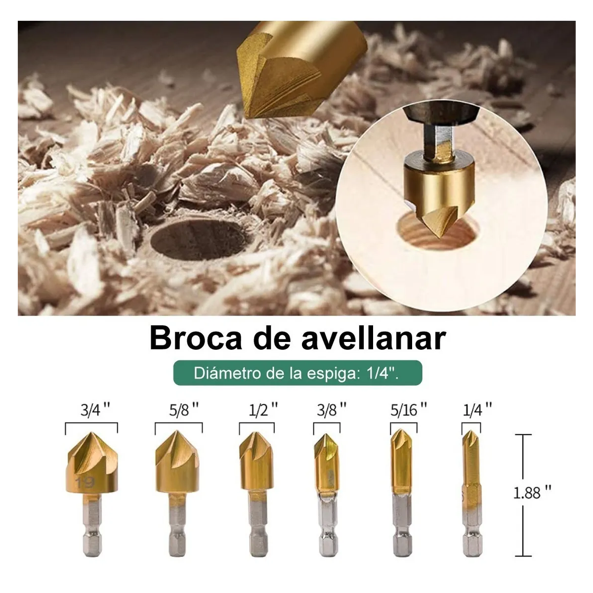 Kit Brocas Madera Avellanadora Herramienta De Carpintería 23 Pzas