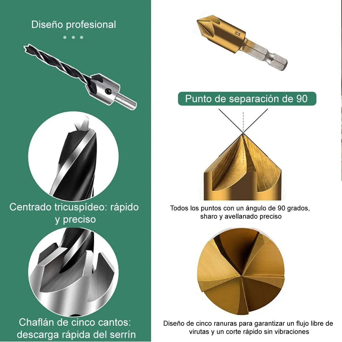 Kit Brocas Madera Avellanadora Herramienta De Carpintería 23 Pzas