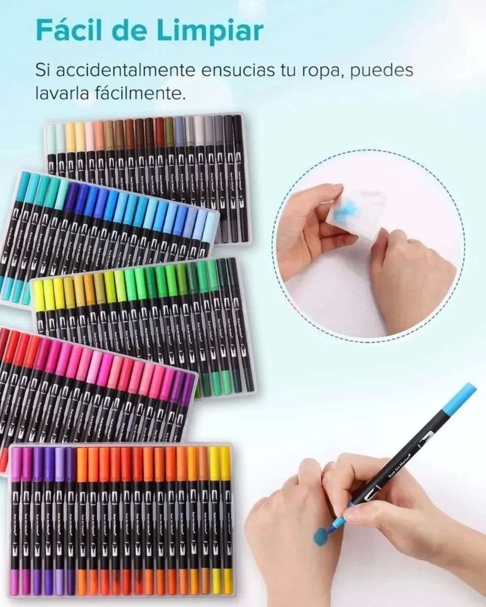 100 Marcadores De Doble Punta Pincel lettering lavables para dibujo Escolares