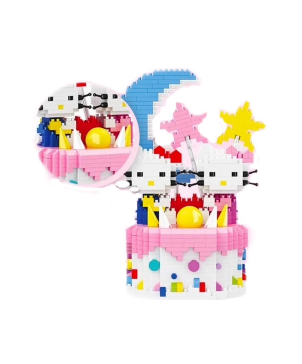 Mini Bloques de Construcción Hello Kitty Cumpleaños Pastel Tipo Lego