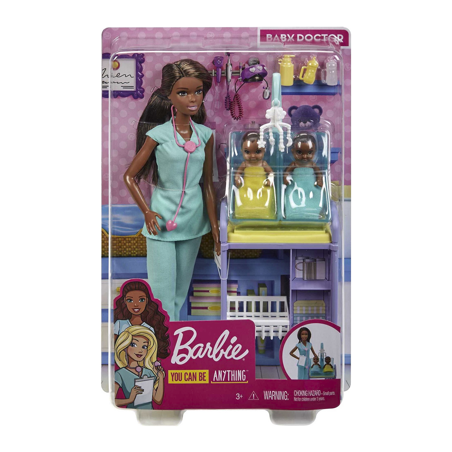 Muñeca Barbie Doctora Pediatra Con 2 Bebes Morena