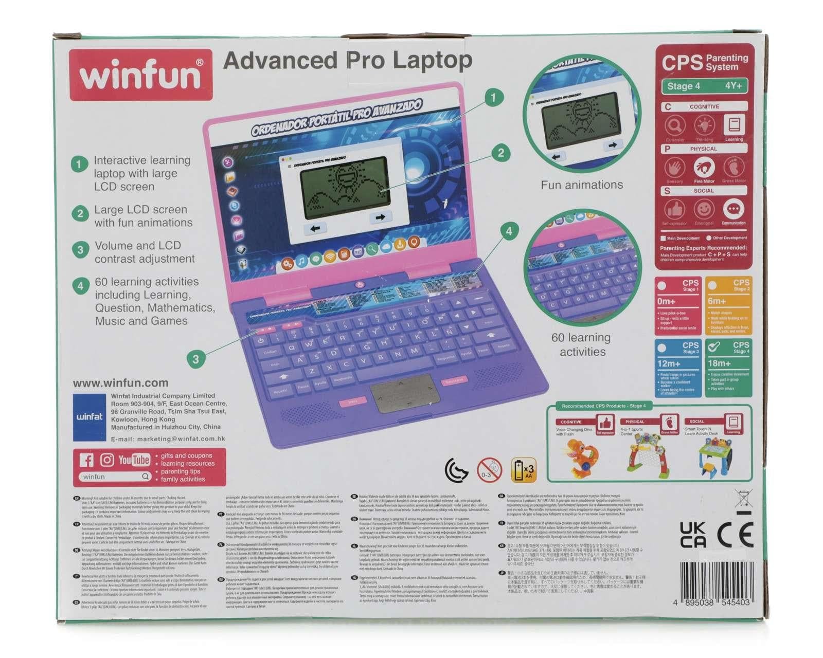 Laptop Educativa tablet infantil WinFun computadora rosa