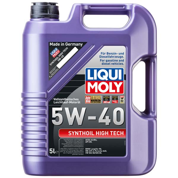 Aceite Sintético 5w40 Liqui Moly, Synthoil High Tech, 100% Sintético, 5 L