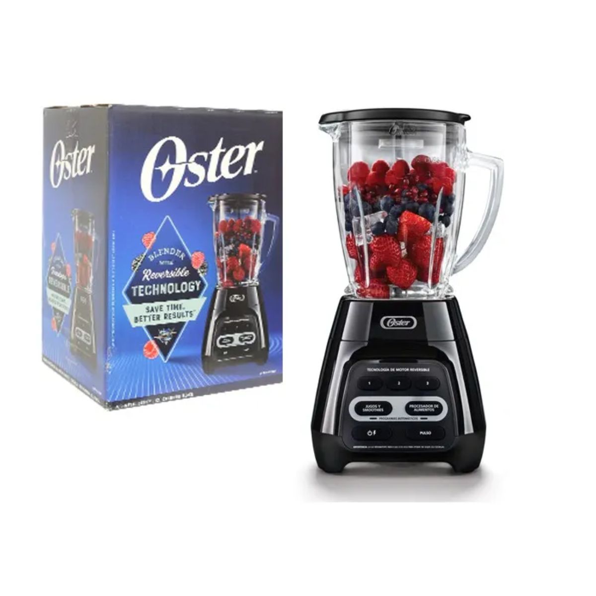 Licuadora Oster con tecnología reversible, negra