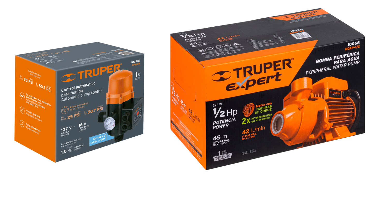 Bomba presurizadora de 1/2 hp con control de presion Truper Expert