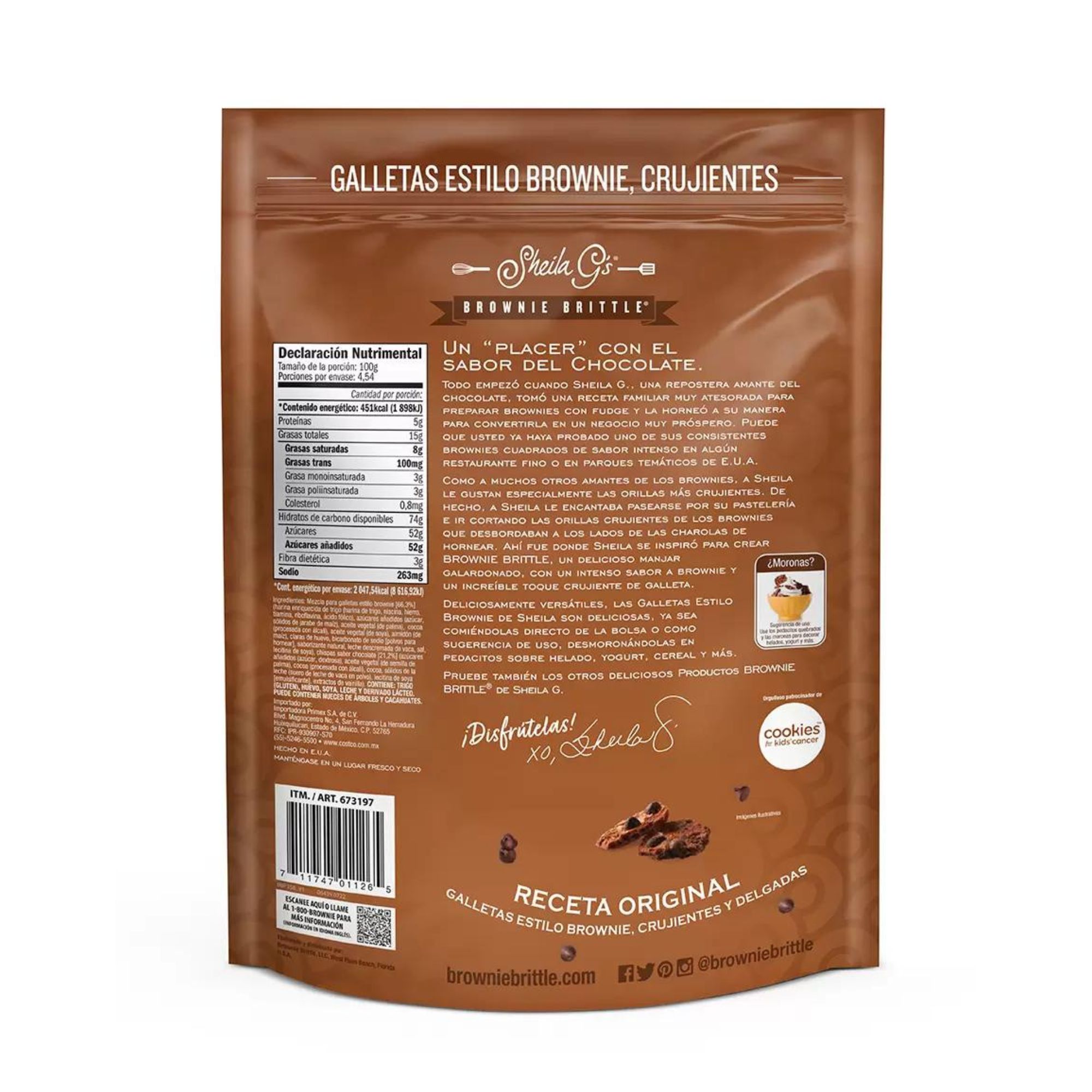 Brownie Brittle Con Chispas Sabor Chocolate Sheila G's 454g