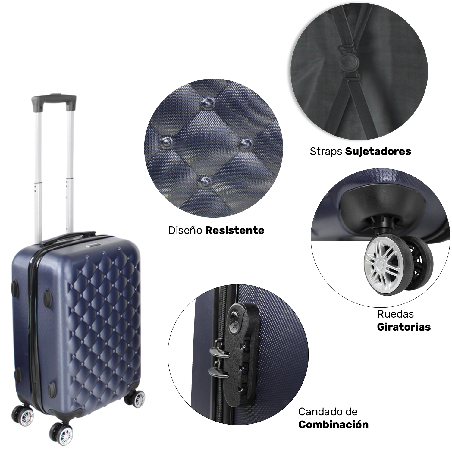 Set Juego 4 Maletas Viaje Resistentes 4 Ruedas 360 Premium Gris