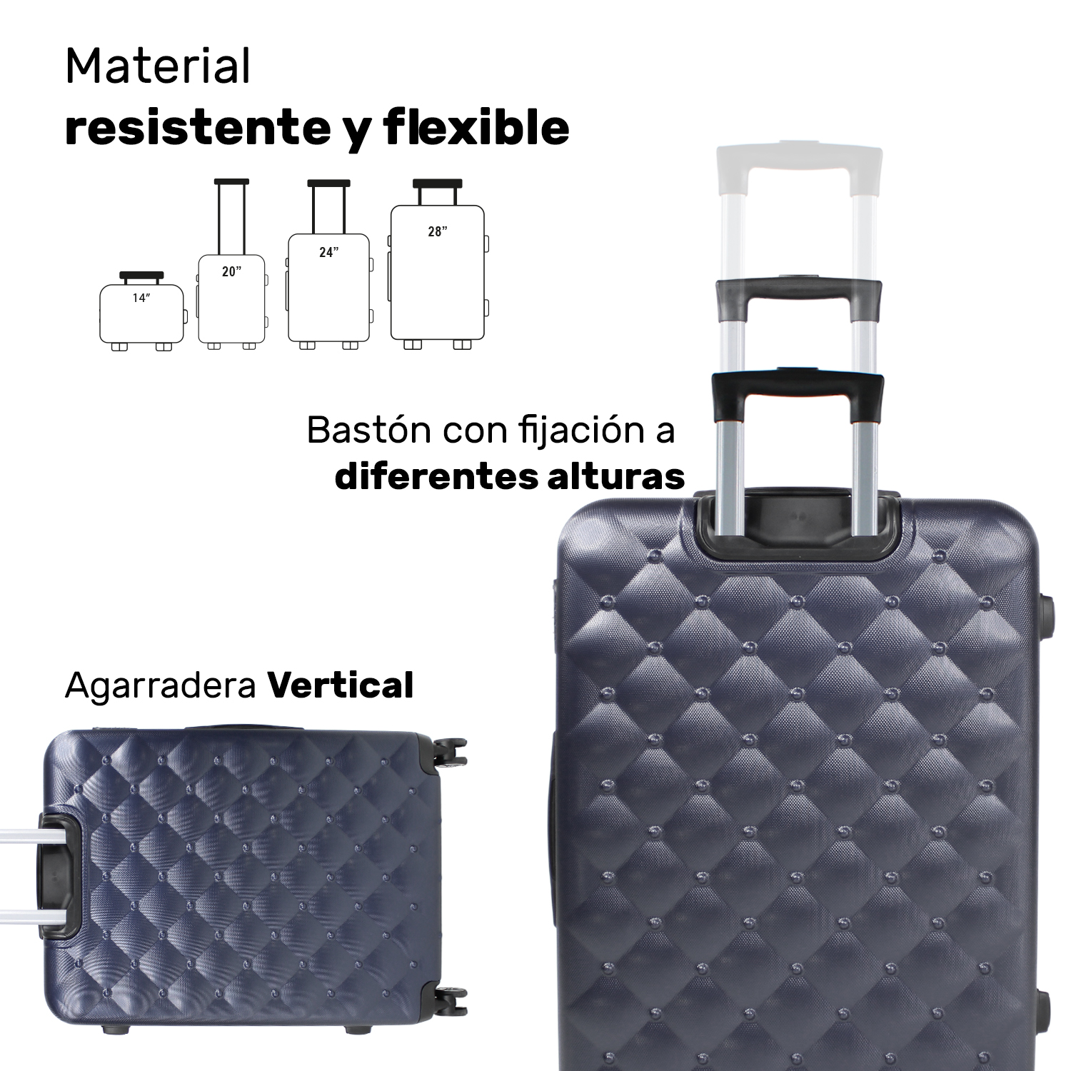 Set Juego 4 Maletas Viaje Resistentes 4 Ruedas 360 Premium Gris