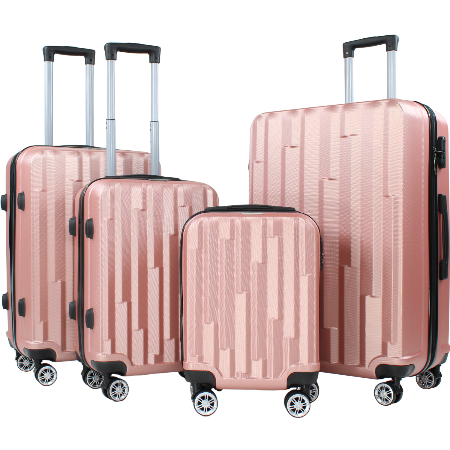 Set Juego 4 Maletas Equipaje Viaje Ultra Resistente 4 Ruedas Rosas