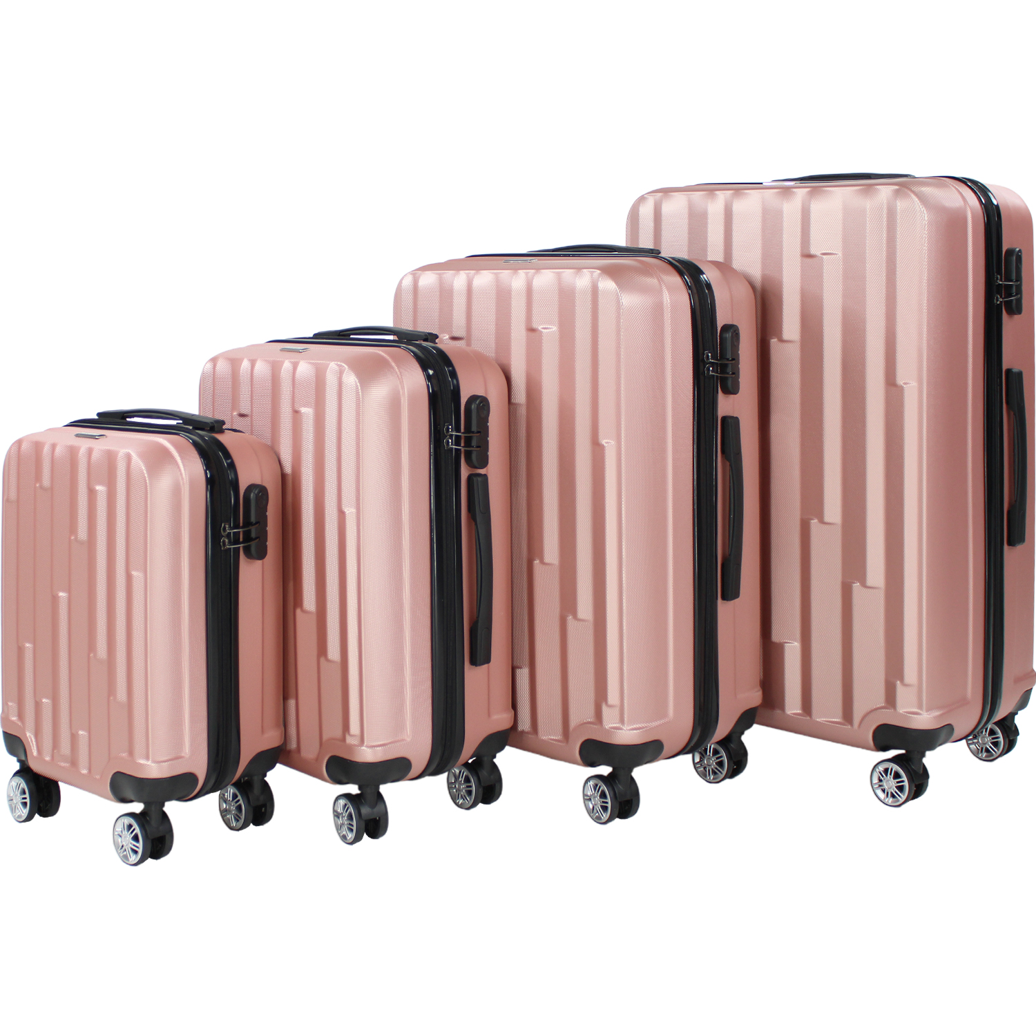 Set Juego 4 Maletas Equipaje Viaje Ultra Resistente 4 Ruedas Rosas