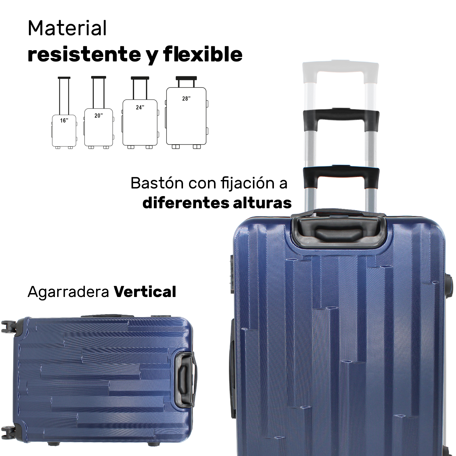 Set 4 Maletas Equipaje Viaje Ultra Resistente 4 Ruedas 360 Azules