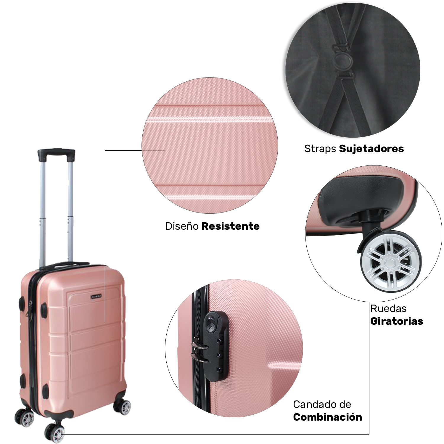 Set Maletas Rigidas Viaje Ultra Resistentes Rose Gold 3pz.