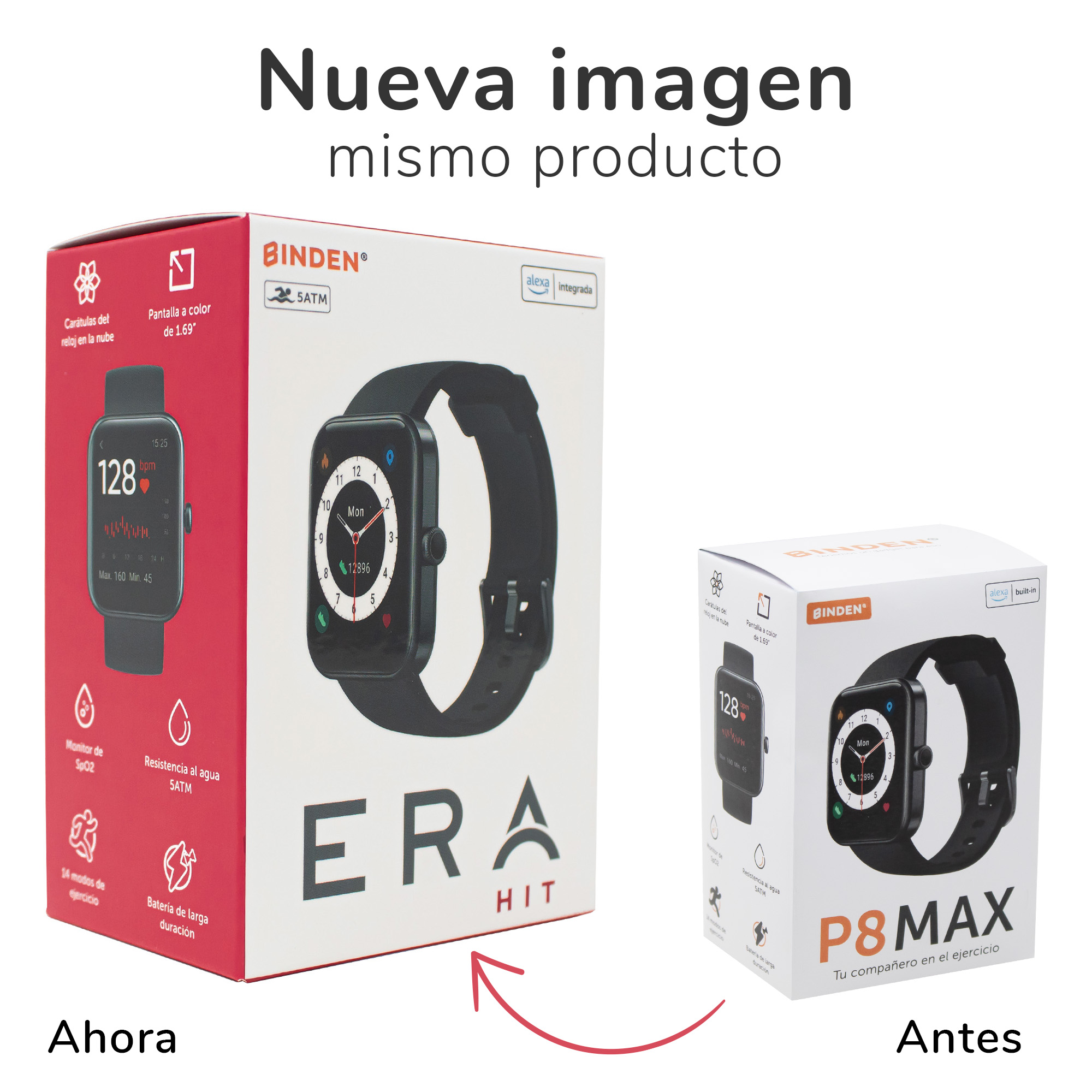 Smartwatch BINDEN ERA Hit Alexa Integrado, Salud, Deportes Negro