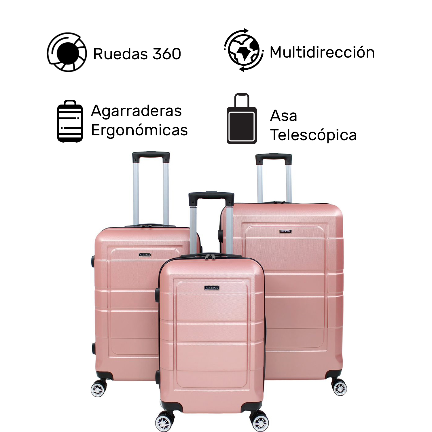 Set Maletas Rigidas Viaje Ultra Resistentes Rose Gold 3pz.