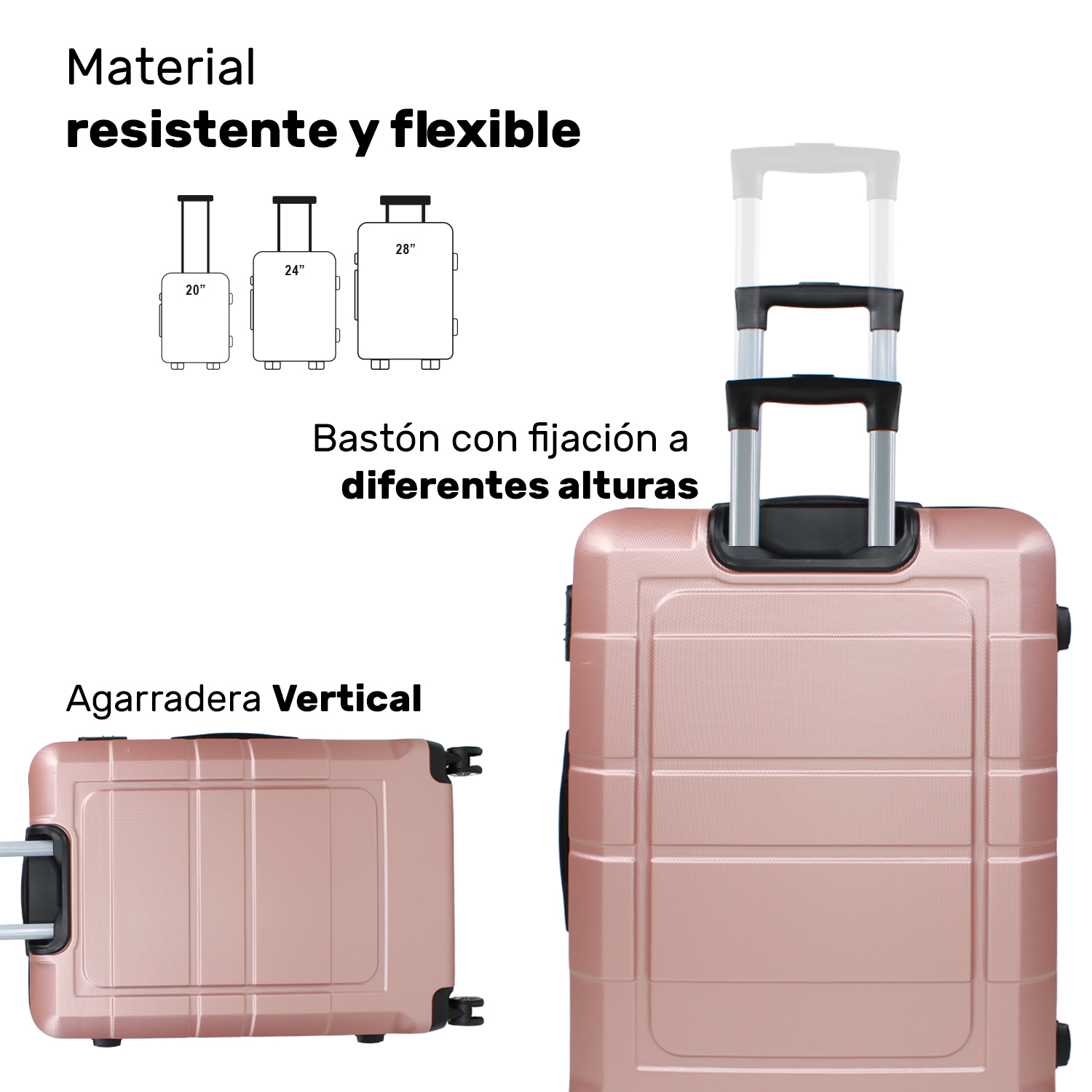 Set Maletas Rigidas Viaje Ultra Resistentes Rose Gold 3pz.