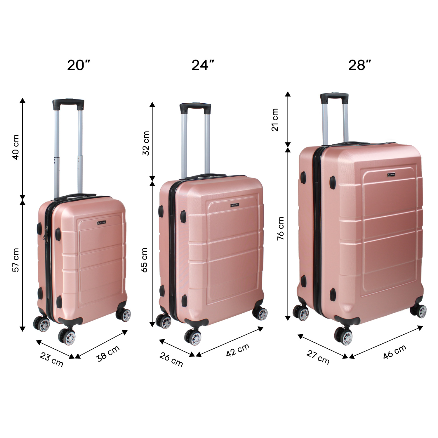 Set Maletas Rigidas Viaje Ultra Resistentes Rose Gold 3pz.