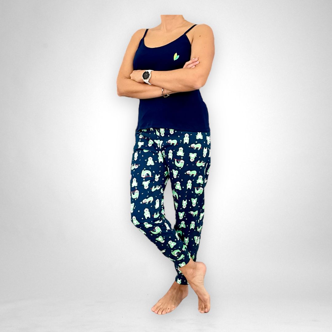 Lindo pijama suave de perezoso meditación de yoga para mujer
