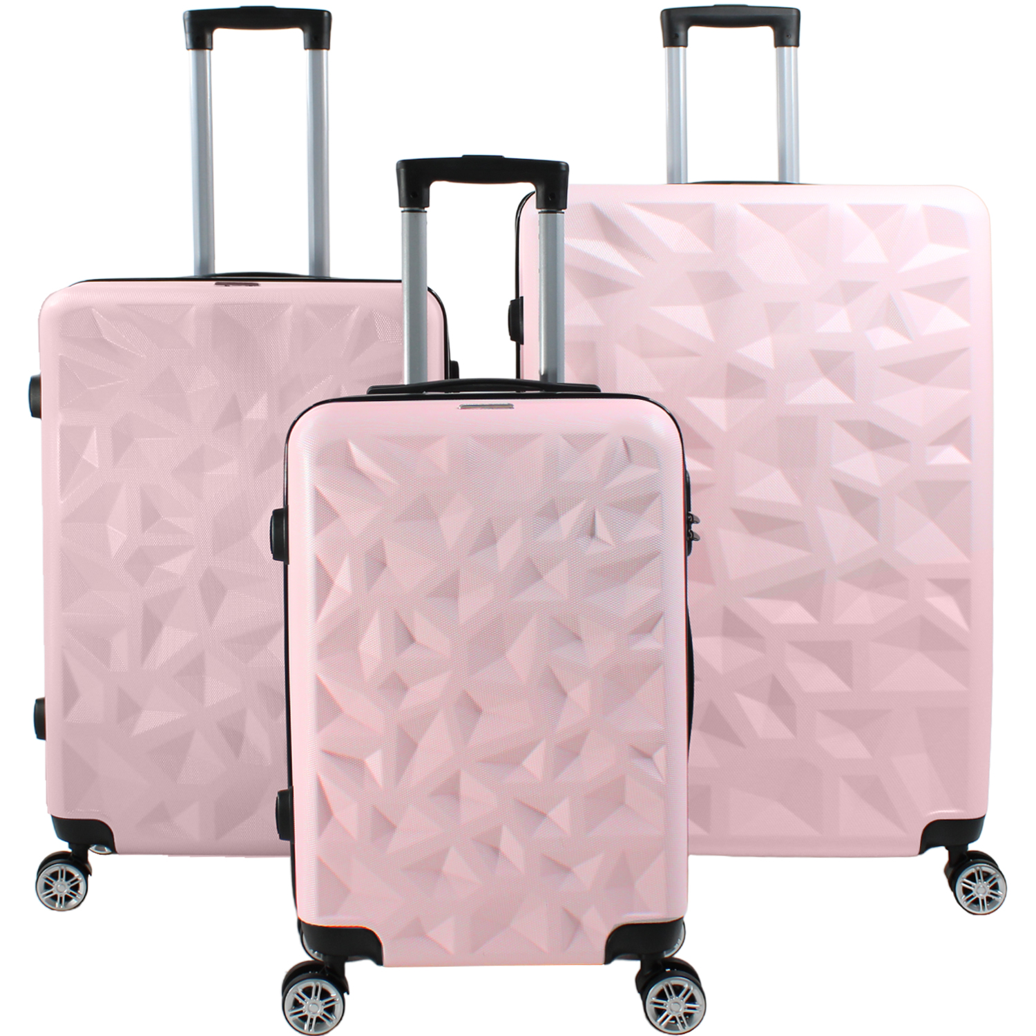 Set Juego 3 Maletas Rigidas Viaje Equipaje 4 Ruedas 360 Rosa