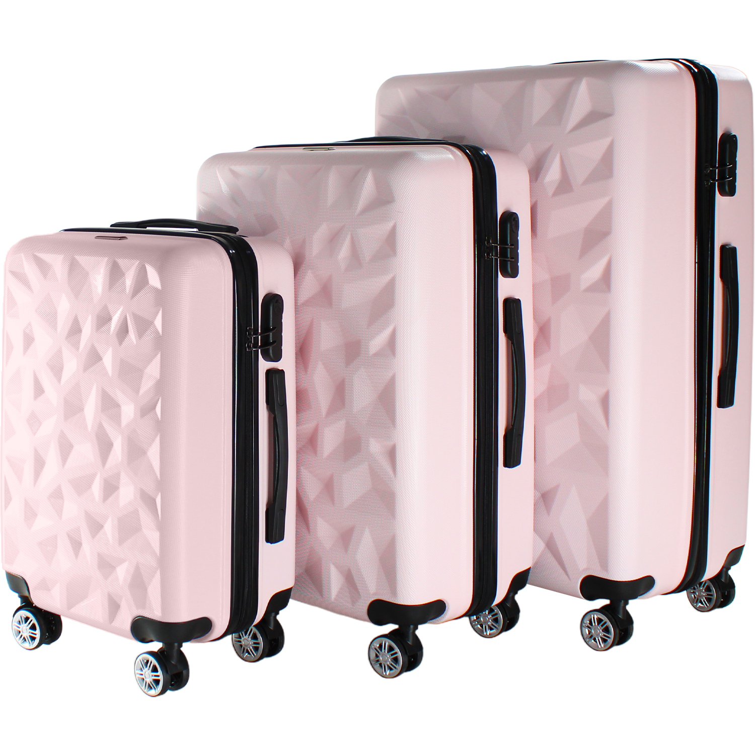 Set Juego 3 Maletas Rigidas Viaje Equipaje 4 Ruedas 360 Rosa