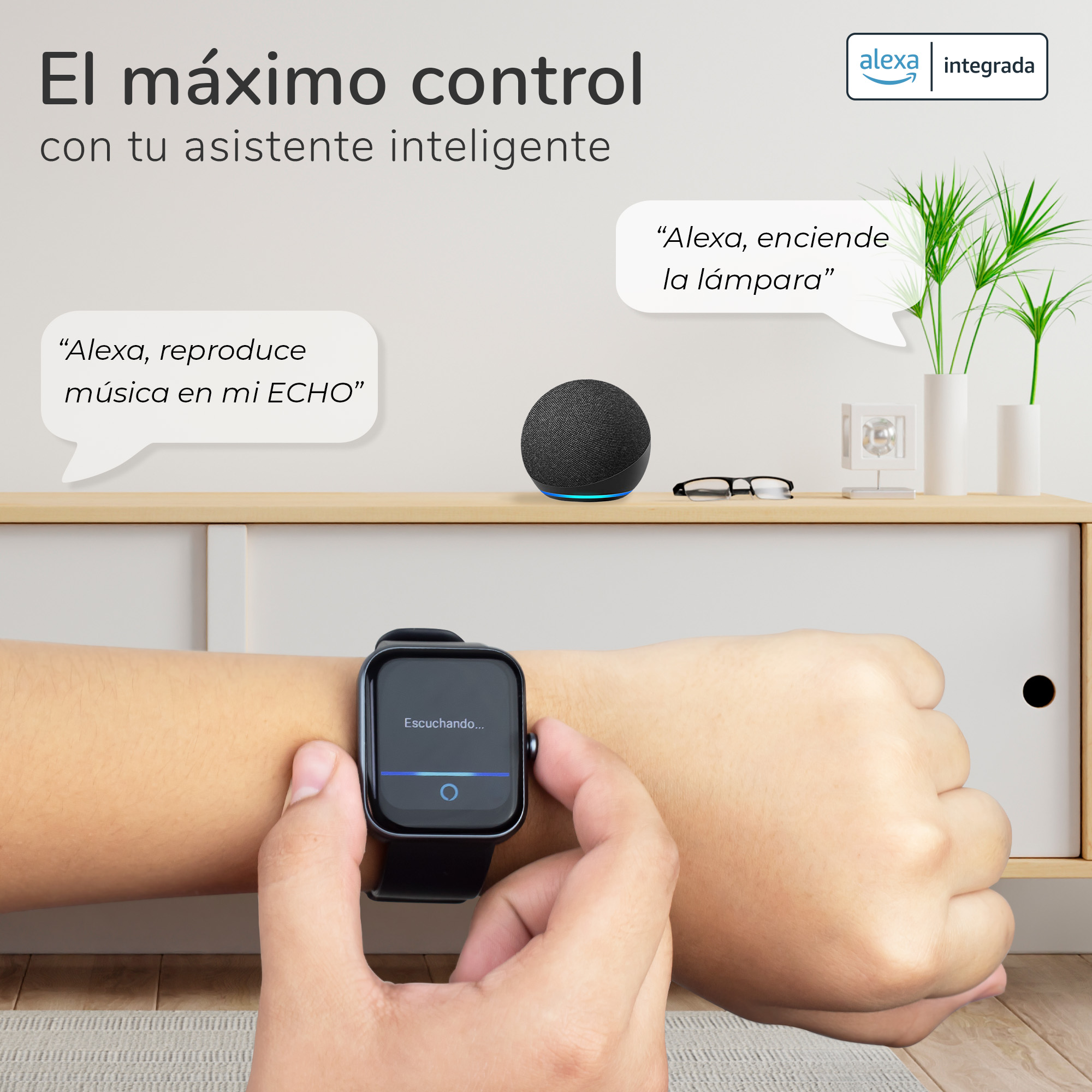 Smartwatch BINDEN ERA Hit Alexa Integrado Salud Deportes Verde y Negro