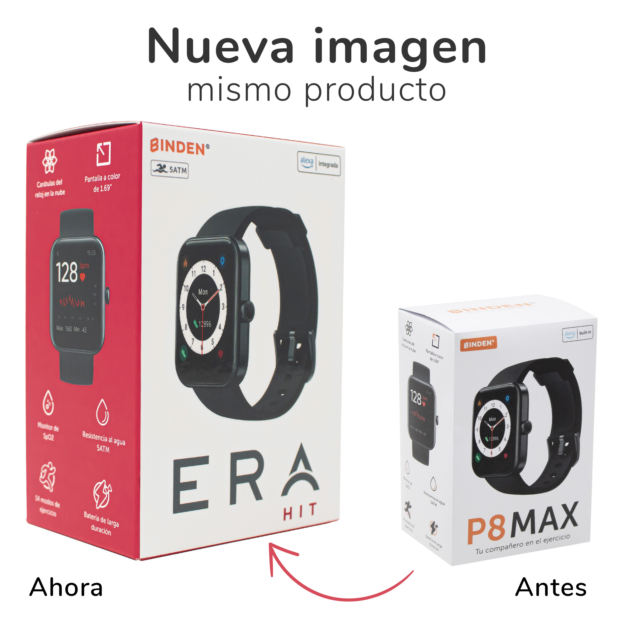 Smartwatch BINDEN ERA Hit Alexa Integrado Salud Deportes Verde y Negro