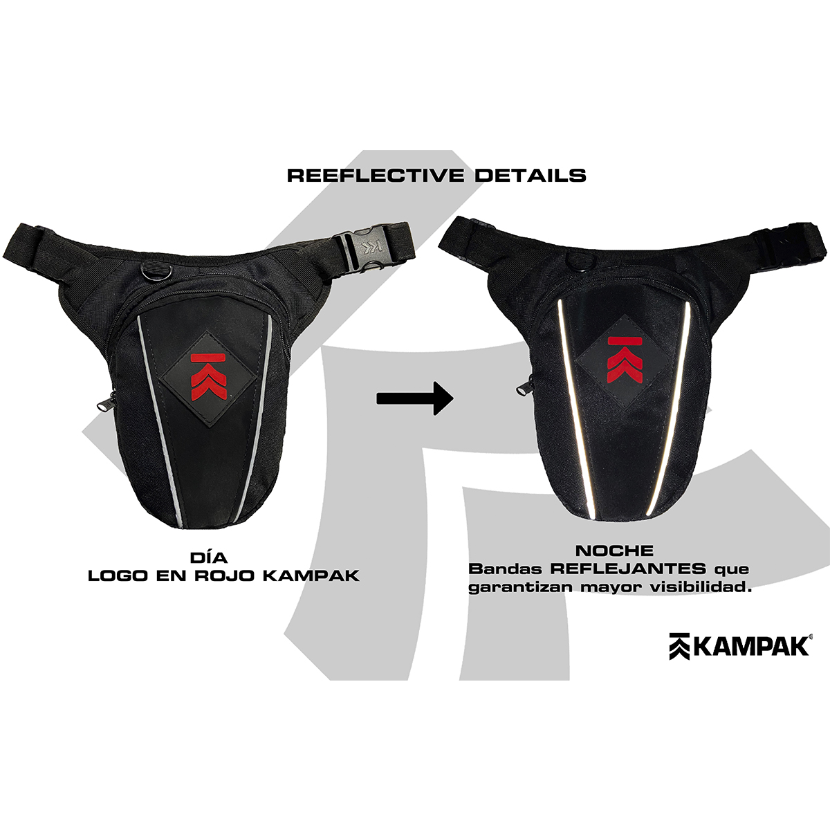 Piernera Motociclista Kampak DP21 Reflejante Expandible Moto Bici