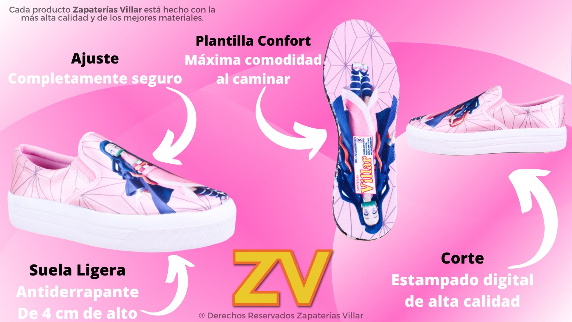 Tenis Nezuko Kamado Kimetsu Anime Elástico Slip On 430-2-rn.