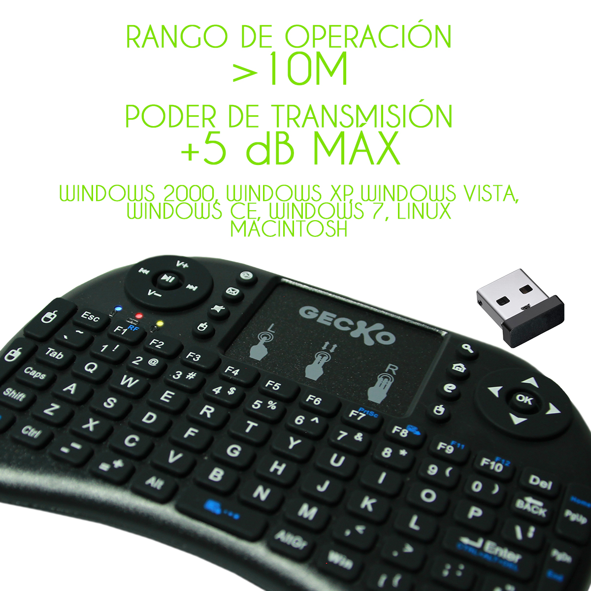 Mini Teclado Inalámbrico Smart Tv, Tv Box, Pc, Xbox Gecko
