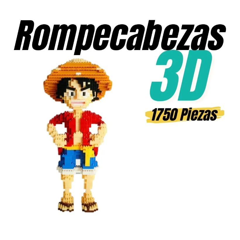 Rompecabezas 3d Bloques Armables Luffy One Piece 1750 Mini Blocks 28 cm