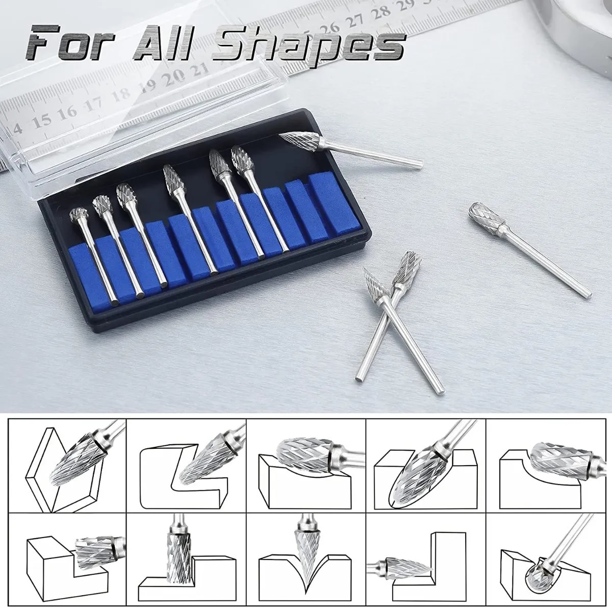 Set 10 Brocas Fresas Rotativas D Carburo Tungsteno Para Taladro