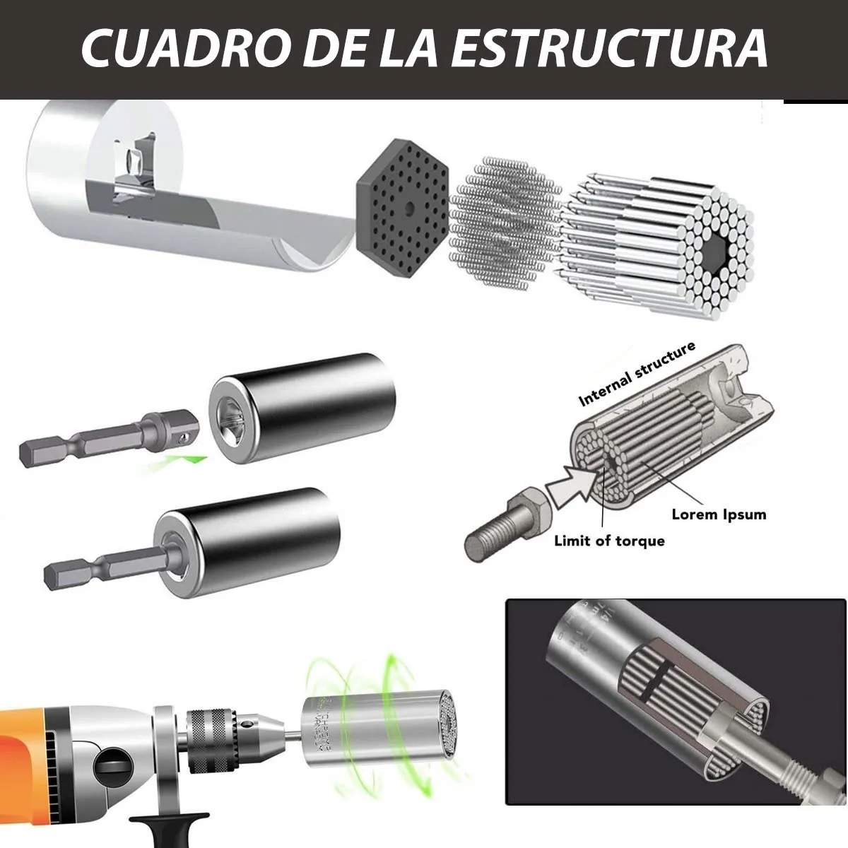 Juego De Brocas Para Extensión Taladro Angular Herramientas