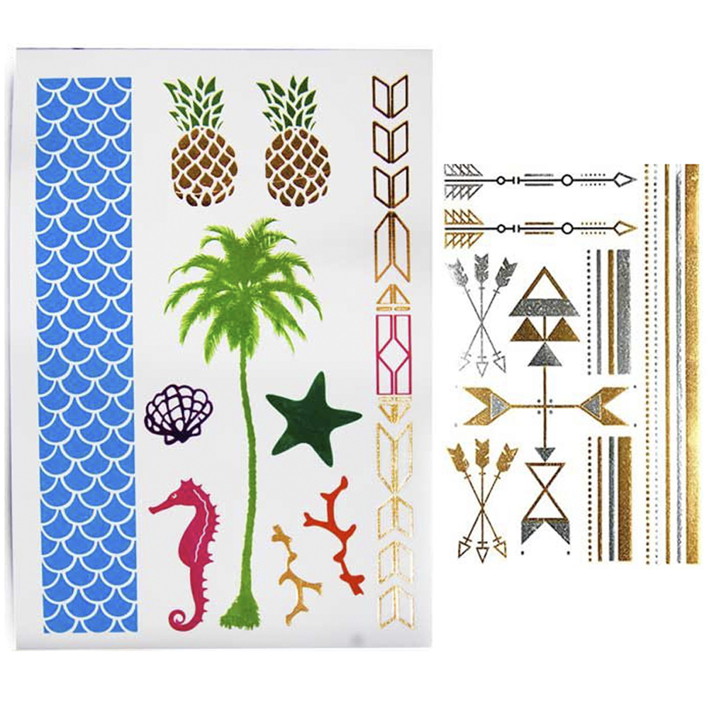 12 Planilla tatuaje pulsera metalica temporal